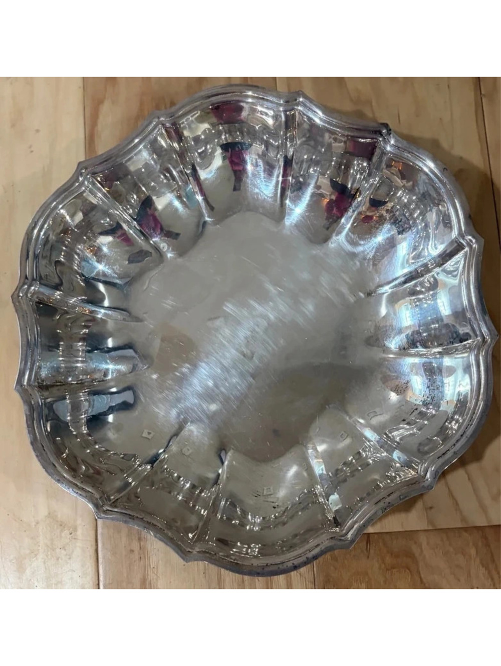 VTG International Silver Co Chippendale Scalloped Edge 10” Footed Serving Dish